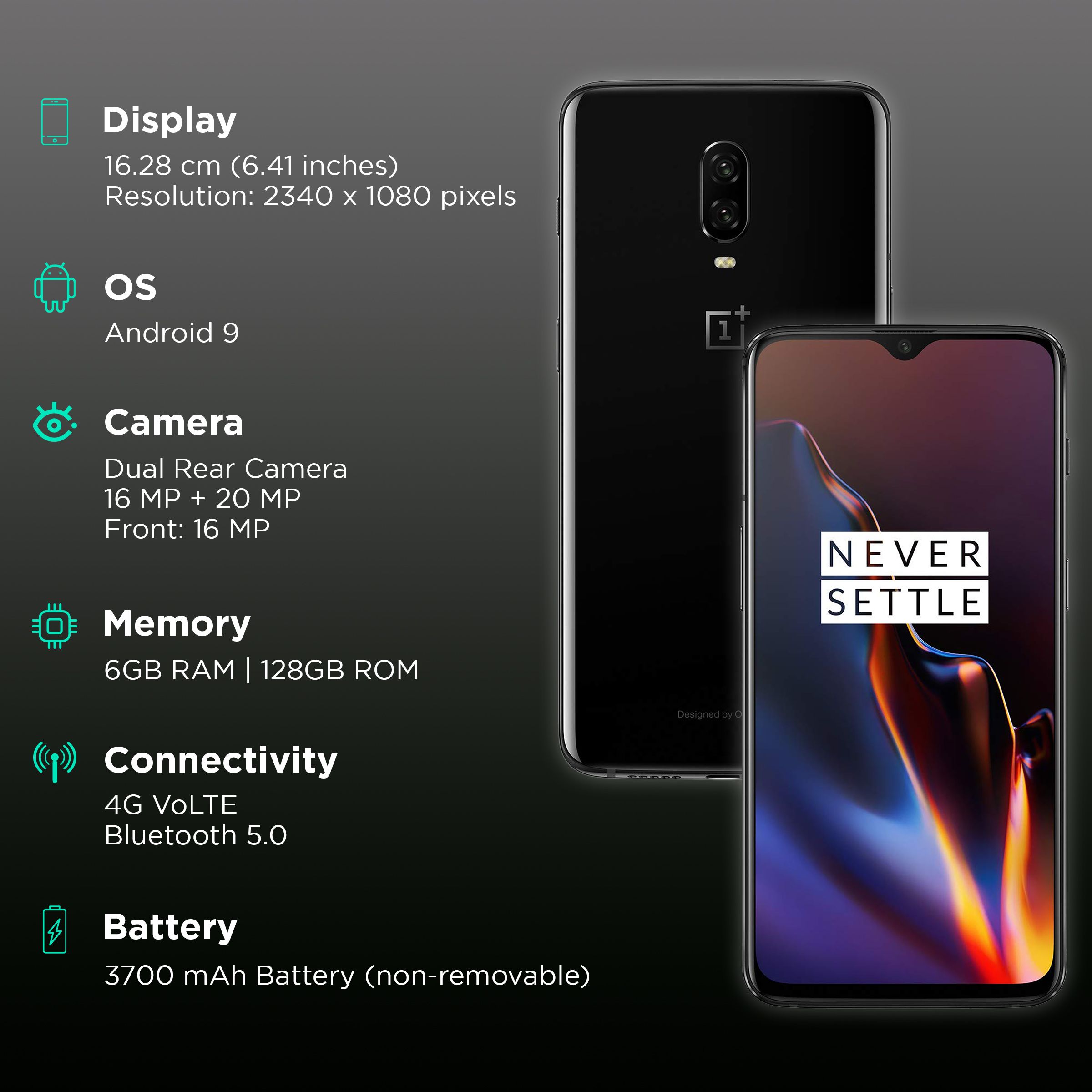 Buy Refurbished OnePlus 6T (6GB RAM, 128GB, Mirror Black